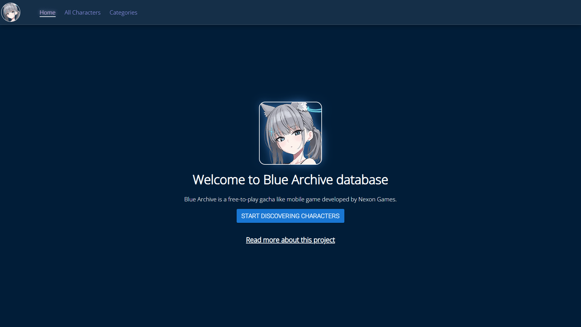 Screenshot of Blue Archive Database application